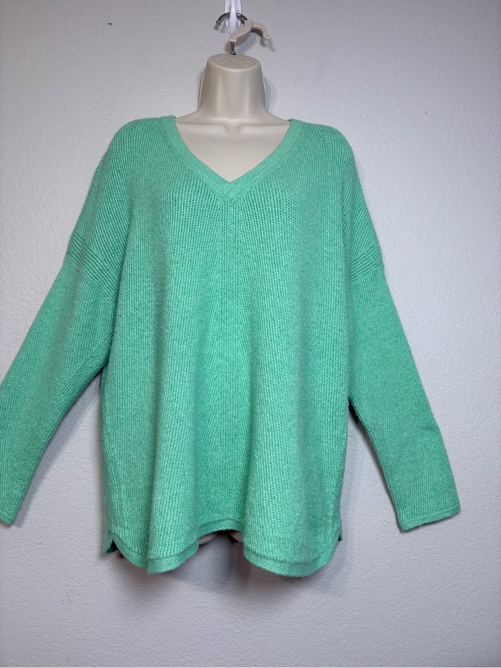 J. Jill Mint V-Neck Relaxed Soft Cozy Knit Sweater Drop Shoulder‎ 2X